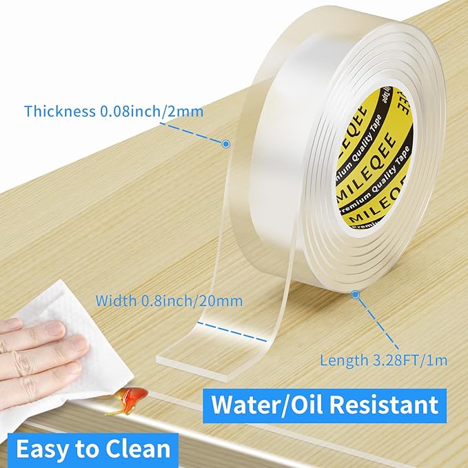 4Pack Clear Edge Protector Strip, 0.8in x 3.28FT(13.12FT Total), Sharp Edge Wrap Cover Tape, Self Adhesive Protective Bumper Guards for Cabinet Door Desk Glass Table Furniture, Kitchen Countertop