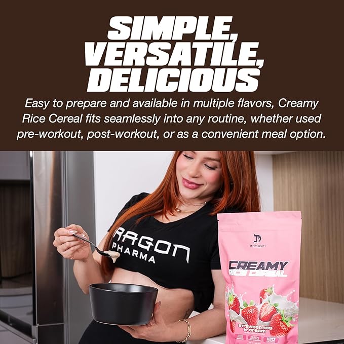 Dragon Pharma Creamy Rice Cereal, Gourmet Taste, Delicious Hot Cereal, Ready in Seconds, 25g Carbs (25 Servings, Vanilla White Chocolate)