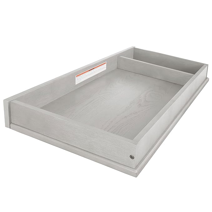 Evolur Mini Changing Tray in Porcini – Solid Wood Dresser Changing Station with Safety Brackets and Storage Compartments – Converts Dresser into Baby Changing Topper, Easy Assembly, ASTM Certified