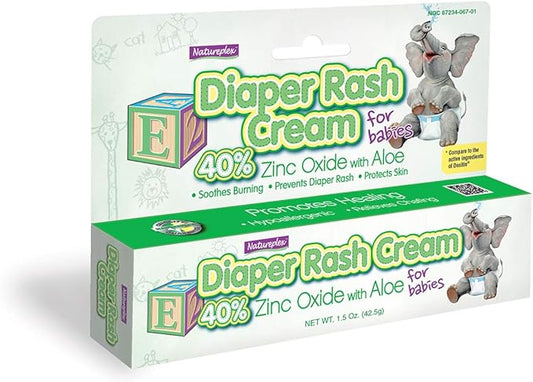 Diaper Rash Cream for Babies 40% Zinc Oxide with Aloe 2 Pack