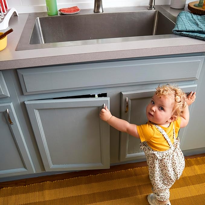 Safety 1st - Secure-to-Explore Adhesive Cabinet Locks Baby Proofing, Child Locks for Cabinets and Drawers (12 Locks), White