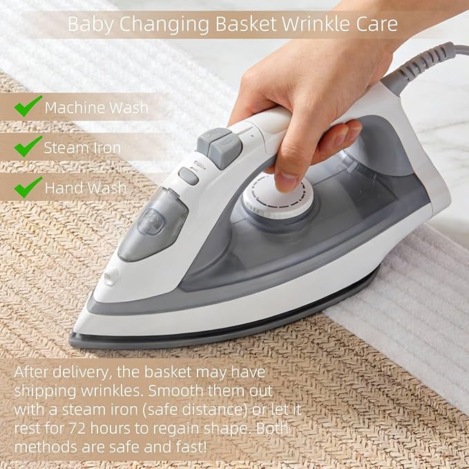 Baby Changing Basket with Diaper Changing Pad, Breathable & Waterproof Dual-Cover Foldable Portable Travel Cotton Rope Baby Changing Mat for Dresser & Table Gift for Baby Shower