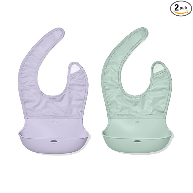OXO Tot Roll-Up Bib - 2 Pack - Lilac and Opal