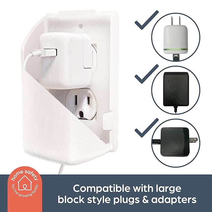 Dreambaby Extra-Large Dual Fit Outlet Plug Cover - Electrical Socket Guard for Standard and Decora - White - Model L945