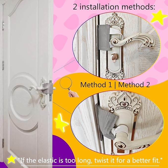 Baby Proof Door Silencer & Cloth Latch Cover, Quiet Close Anti-Slam Pads to Prevent Slamming and Accidental Locking, for Nursery and Toddler Safety (3, Medium Gray, 4.1 * 3.1 inches)