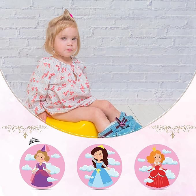 Geyee 24 Pcs Potty Training Stickers Potty You Pee on Toilet Reveal Stickers Chart Reusable Pee Decals Color Changing Seat Toilet Targets for Boys Girls Kids Training Use(Princess)