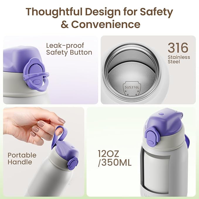 Portable Bottle Warmer for Travel, 3-Min Fast Heating Baby Bottle Warmer for Breastmilk & Formula, 12oz Rechargeable Milk Warmer with 6 Temp Settings, USB-C for Car, Airplane & Outdoor