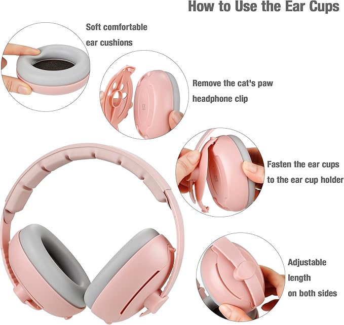 PandaEar Baby Ear Muffs, 2-in-1 Baby Ear Protection Noise Cancelling Headphones Ages 0-3 Years, Infant Hearing Protection