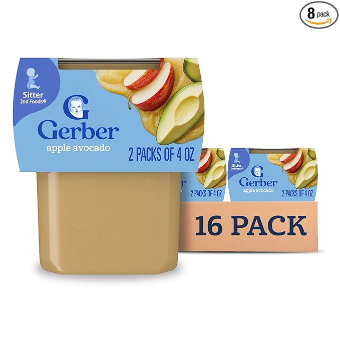 Gerber Stage 2 Baby Food, Apple Avocado Puree Tubs, Baby Puree, 16PK