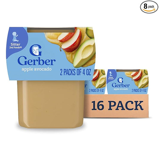 Gerber Stage 2 Baby Food, Apple Avocado Puree Tubs, Baby Puree, 16PK