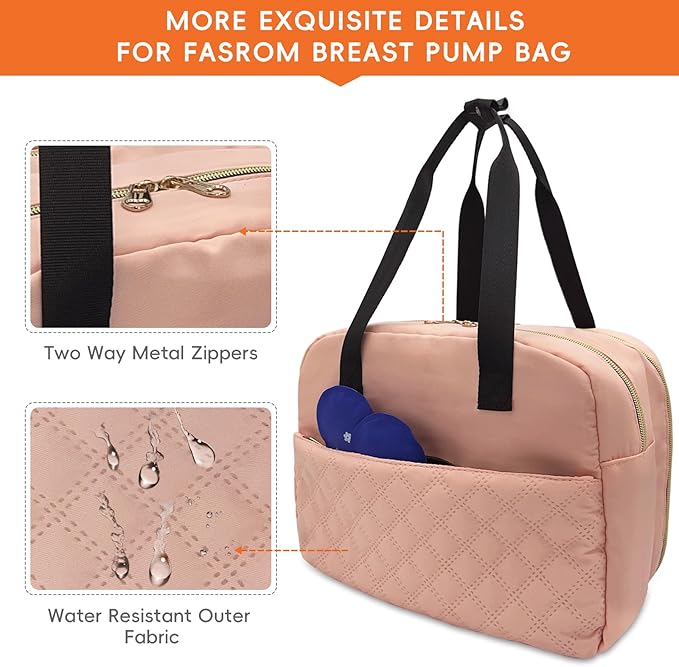 LIVEAGAIN Wearable Breastmilk Bag with Ice Pack Fits for Elvie Hands-Free Pumps and Medela Pump in Style, Portable Pump Carrying Case for for Daycare, Work, and Travel (Bag Only) (Pink)