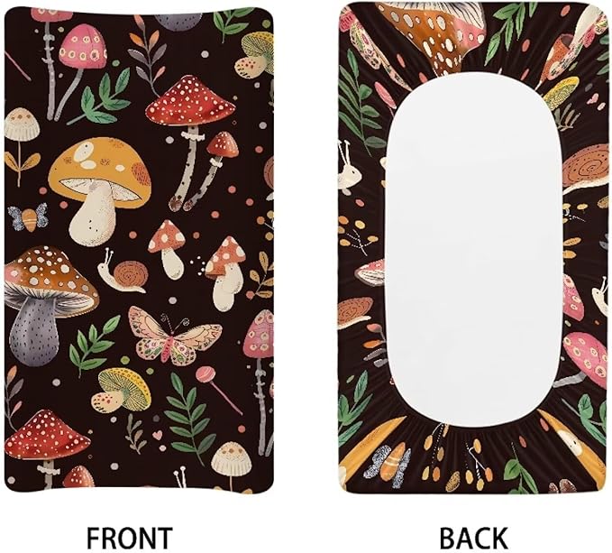 Cute Mushroom Changing Pad Cover Stretchy Soft Universal Tray Table Mat Waterproof Lightweight Breathable Cradle Sheets Fit 32"x16" Contoured Pad