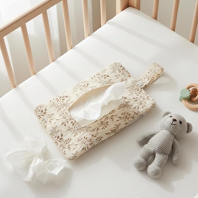 Quilted Wipes Pouch, Diaper and Wipes Pouch with Adjustable Strap, Wipe Bag for Trolley Attachment and Diaper Bag Organization, Wipe Holder for Diaper Bag, Wipe Pouch for Diaper Bag