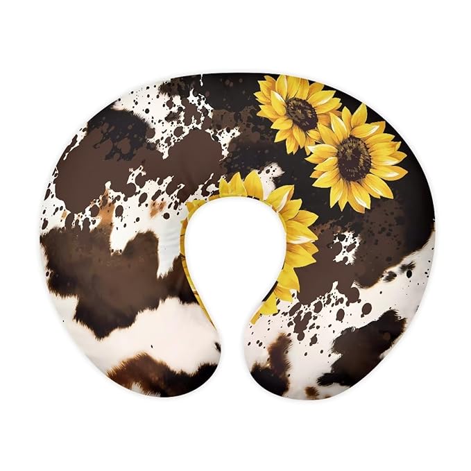Brown Cow Sunflower Baby Mom Nursing Pillow Cover Breastfeeding Pillow Cover Print Cute and Safety 1 Pack and 2 Pack Girls Boys Essentials