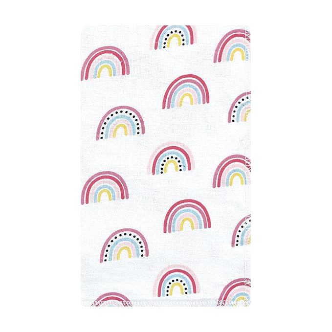 Hudson Baby Unisex Baby Cotton Flannel Burp Cloths, Modern Rainbow, One Size