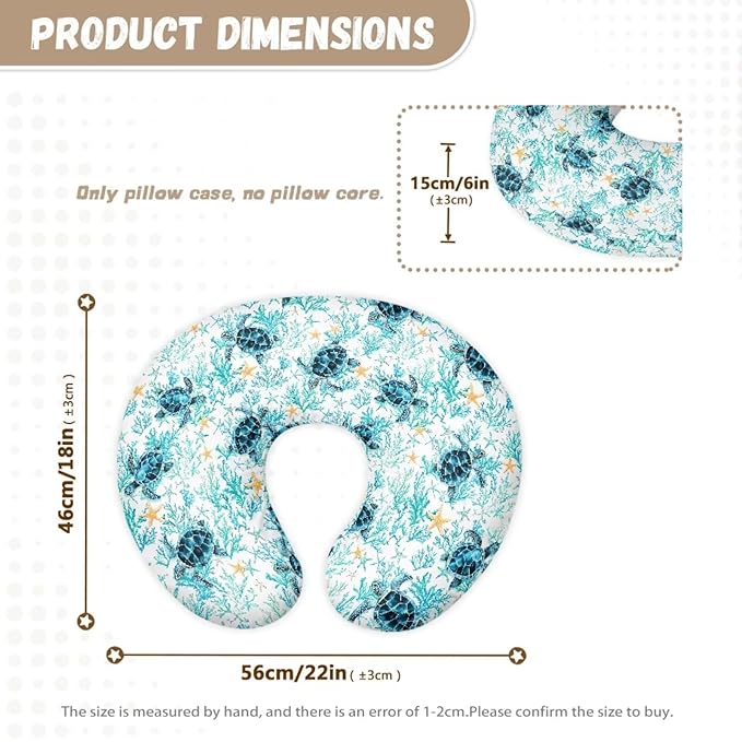 Sea Turtle Pillow Cover for Baby Boy Girl, Soft Breastfeeding Pillow Slipcover, Newborn Feeding Pillow Cover Dust Covers