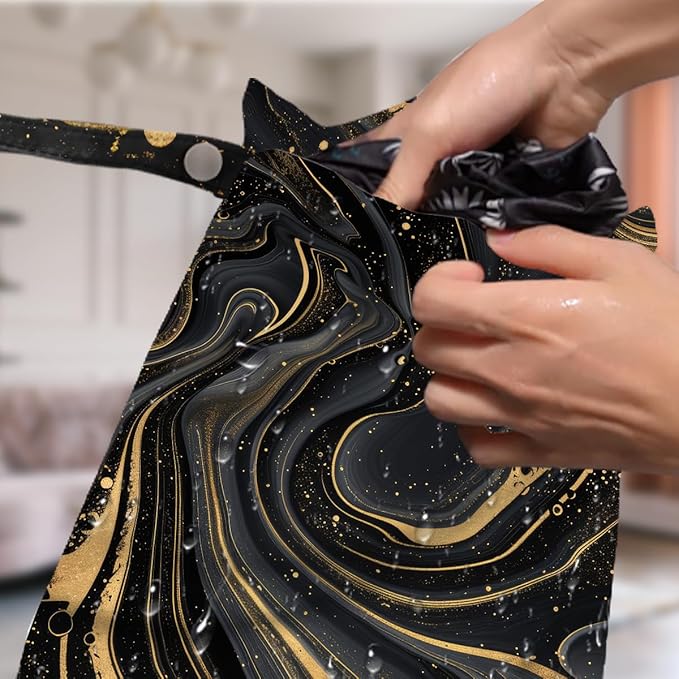 4 Pack Gold Black Marble Wet Bag Waterproof Washable Reusable Wet Dry Bag for Swimsuit Clothes Cloth Diaper Travel Beach Pool Gym Toiletries Gift for Women Mom Friend Birthday Christmas Housewarming