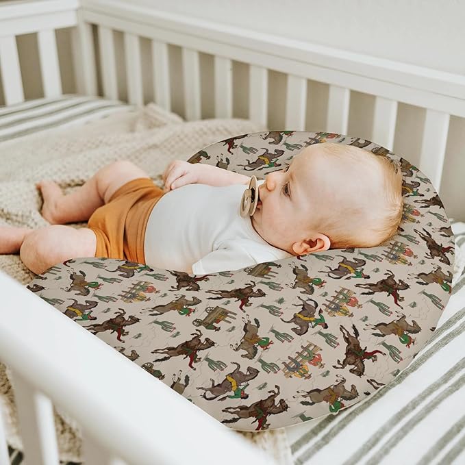 South Western Cowboys Nursing Pillow Covers for Boy Girl Cowboy Horse Riding Cactus Nursing Pillow Slipcovers for Breastfeeding Pillows Wild West Desert Soft Stretchy Covers for Newborn Infant