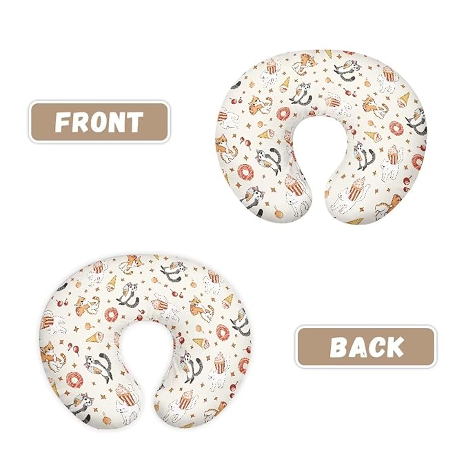 Cat and Ice Cream Breastfeeding Pillow Slipcover for Baby Ultra Soft Comfortable Newborn Nursing Pillow Case Stain Resistant and Scratch Resistant