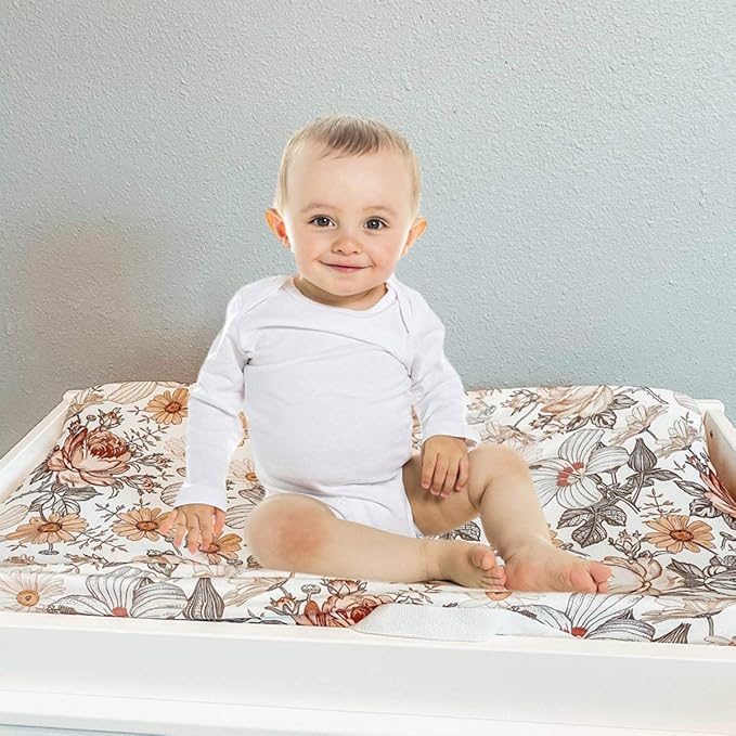 3PC Baby Changing Mat Cover Unisex Soft Changing Pad Cover Nappy Changing Travel Station Cover Fit for Any Standard Crib Changing Mat, Removable-32 x16 x4 （Just Cover）