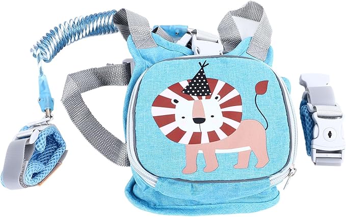 1.5m 2 in 1 Kids Backpack Safety Leash Toddler Harness Backpack with Leash Prevent Lost Children Harness Wrist Link for Outdoor Use (Blue)