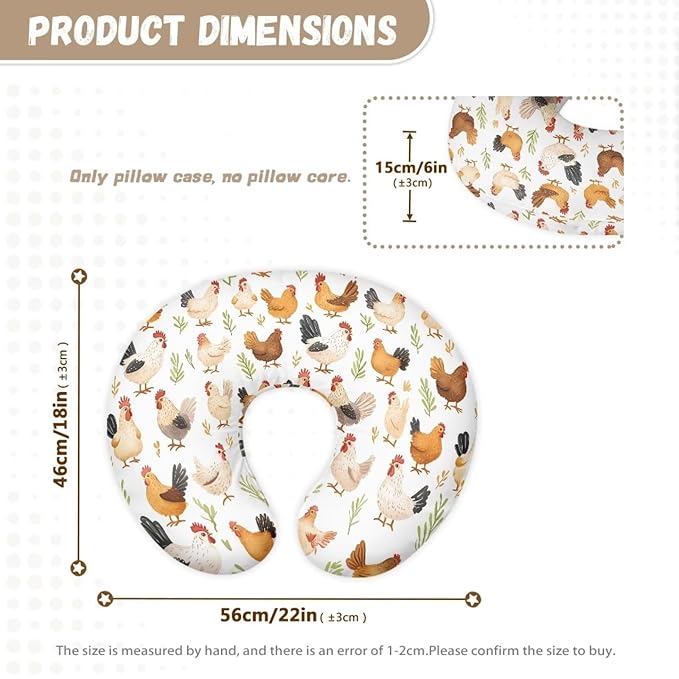 Chicken Breastfeeding Pillow Cover for Baby Girl Nursing Pillow Cover Removable Nursing Pillow Case for Newborn Boys Fits The Pillow for Breastfeeding and Bottle Feeding White