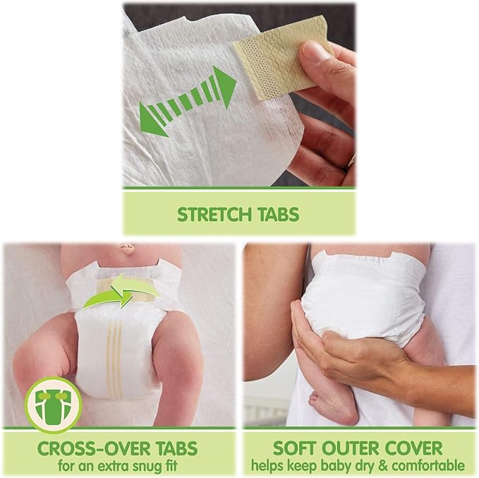 HAO M Mark Premium Baby Diapers - Newborn (0-10 lbs) 108 Count W/Moist Towelettes