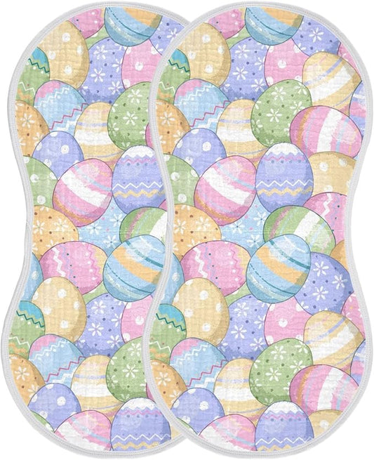 Muslin Burp Cloths for Baby Boys and Girls - 2-Pack Ultra Absorbent Easter Eggs Muslin Washcloths, Newborn Towel, Milk Spit Up Rags, Burp Cloth Bib for Unisex, 22 x 11 Inch