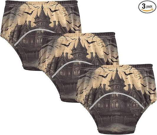 Little Girls Potty Training Underwear Set Leakproof Shorts Underwear for Toddler Girls 4T Old Haunted Mansion Surrounded by Bats