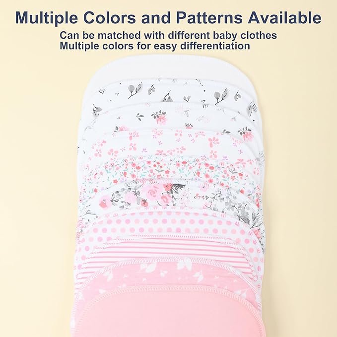 10-Pack Burp Cloths for Baby Boys and Girls - Organic Baby Burp Cloth,Baby Washcloths, Burp Rags, Large Neutral Burp Clothes for Newborn