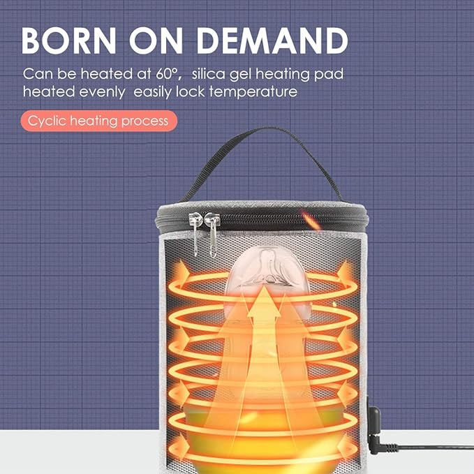 Car Bottle Warmer for Baby Milk, Fast Heating Breastmilk Cooler Bag with Temperature Display, Car Charger Portable Bottle Warm Milk Heater for Travel