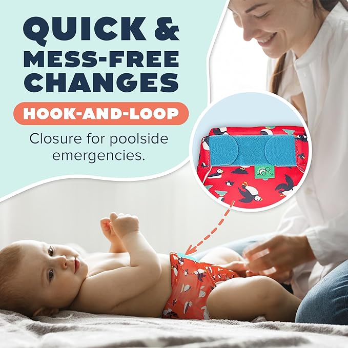 TotsBots Reusable Swim Diapers - Baby & Toddler Swimming Diapers, Adjustable Water-Friendly Swim Diaper - 2 Pack Bundle - (Size 2)