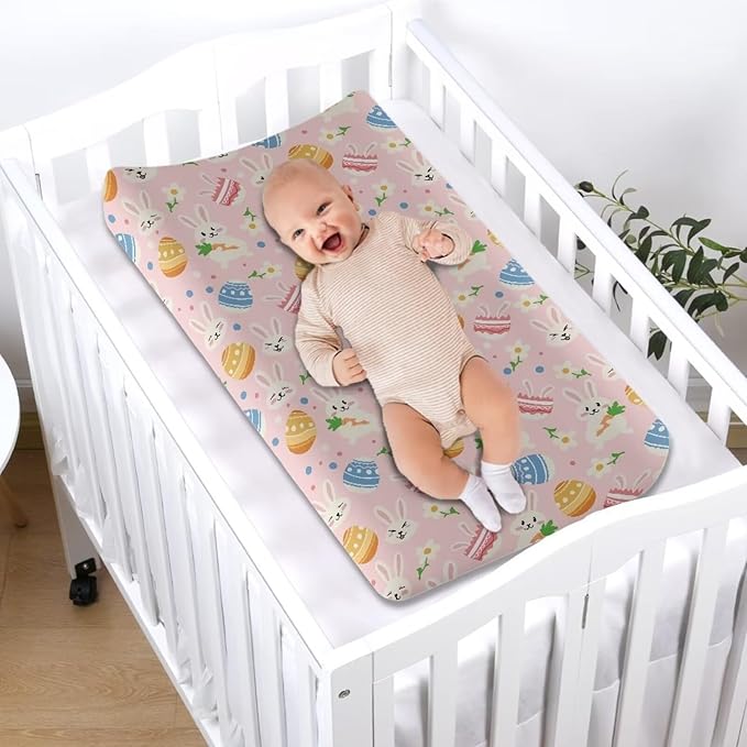 Easter Rabbit Baby Changing Pad Covers Infant Changing Table Cover Boys Girls Diaper Table Change Mat Sheets Cover Cute Gifts for Baby 32''x16"