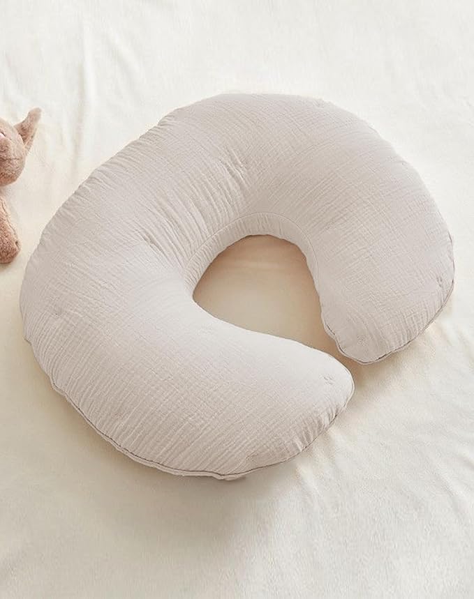 Nursing Pillow Covers, Muslin Nursing Cover for Breastfeeding Pillows, Comfortable for Baby Girls and Boys (Beige)