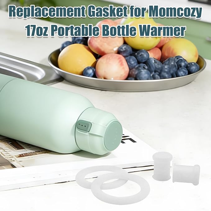 8pcs Stopper and Seal Gasket Rings Set for Momcozy 17oz Portable Milk Warmer, BPA-Free Silicone Replacement Accessories Set Compatible with Momcozy Bottle Warmer Lid Replacement Parts