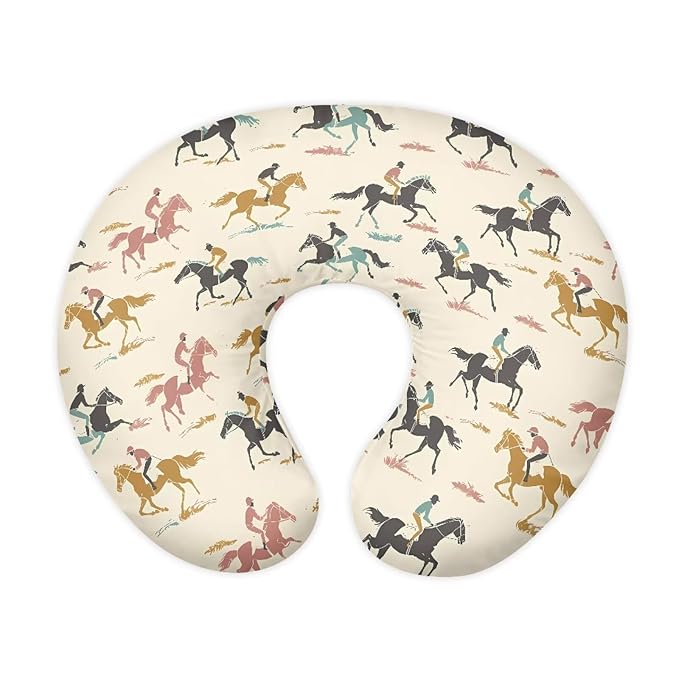 Riding Horse Pillow Cover for Infant Snug Stain Resistant Neutral Breastfeeding Pillow Cover Soft Custom Gifts for Toddler Infant (22"x18"x6")
