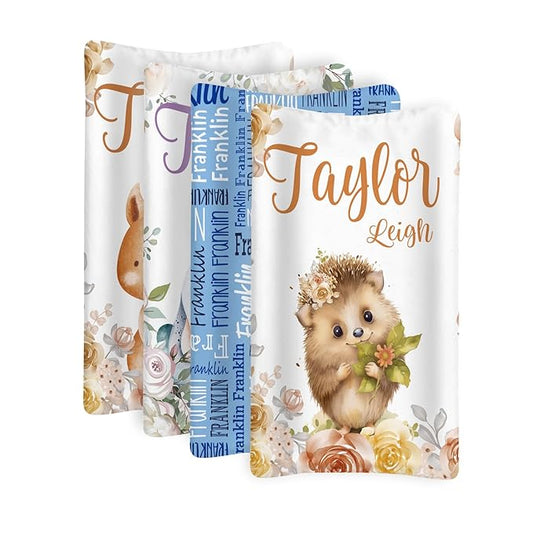 Custom Changing Pad Cover Set - Jersey Knit Comfy CozyUltra Soft Unisex Diaper Changing Table Covers with Personalized Name for Baby Boys Girls - Waterproof Ultra Soft 4 Pcs Set Style06