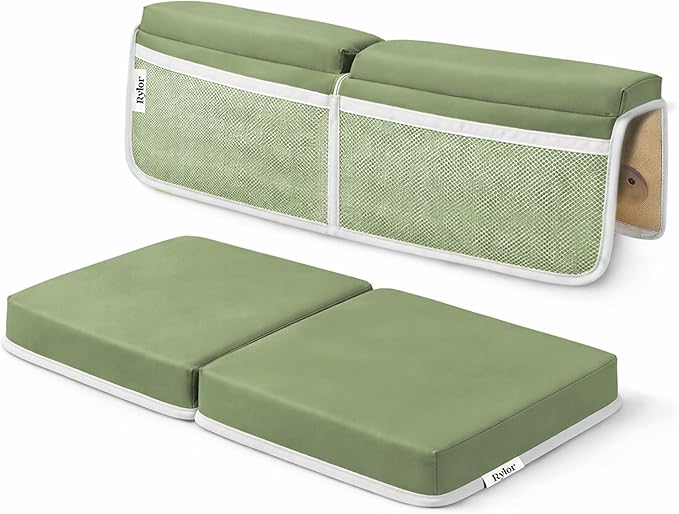 Rylor Premium Baby Bath Kneeler Mat & Elbow Rest Pad Set – Comfortable Bath Kneeler and Elbow Kneeling Rest Pad for Parents, Extra Long 26'', 2.4'' Thick, Non-Slip Support for Easy Bath Time (Green)