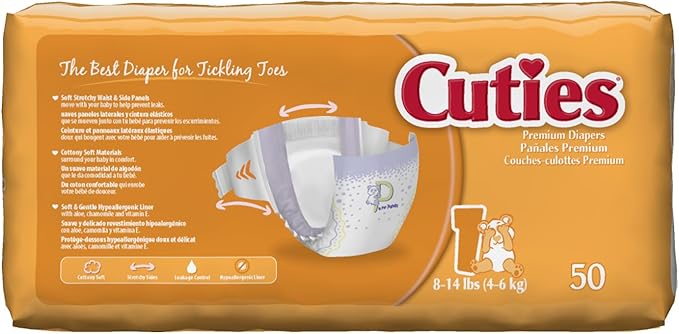 Cuties Baby Diapers, Size 1, 50-Count, Pack of 4