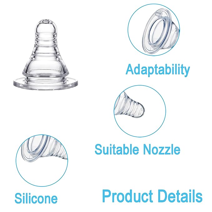 Silicone Nipple Compatible with Dr. Brown’s Natural Flow Level 2 Narrow Bottle, Medium Flow, 3m+, 8Pcs