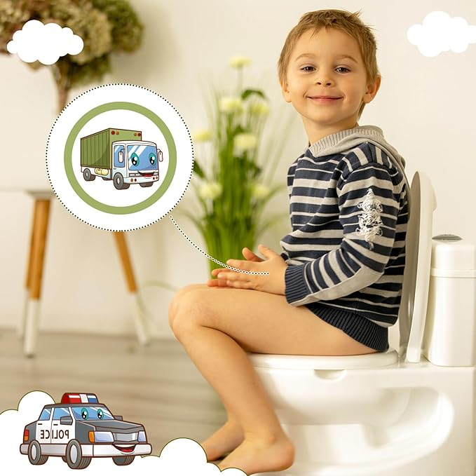 Geyee 24 Pcs Potty Training Stickers Potty You Pee on Toilet Reveal Stickers Chart Reusable Pee Decals Color Changing Seat Toilet Targets for Boys Girls Kids Training Use(Vehicle)