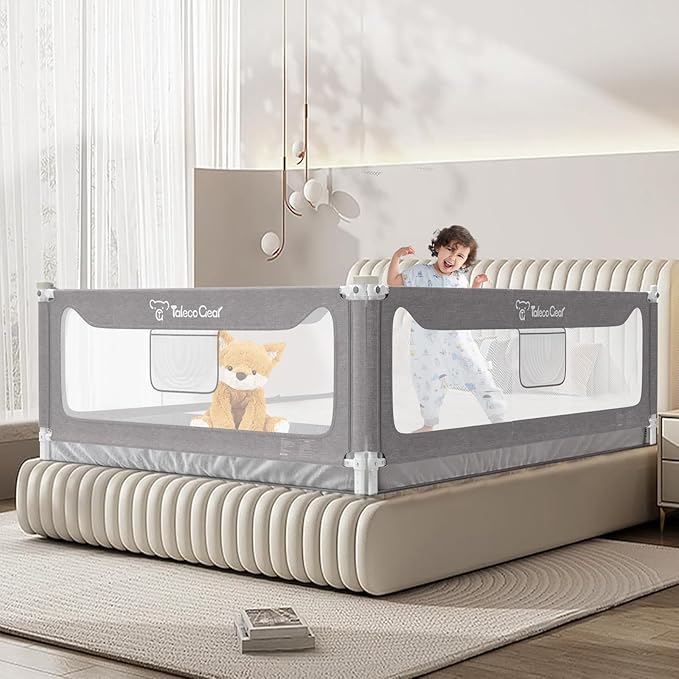 G TALECO GEAR Bed Rail for Toddlers, Stable Protective Bed Side Rails, Baby Bedrail Guard for Twin Full Queen & King Size Bed (74.8 Inch, 1 Piece) ((3 Sides for Queen Size) 78.74x78.74x59 Inch)