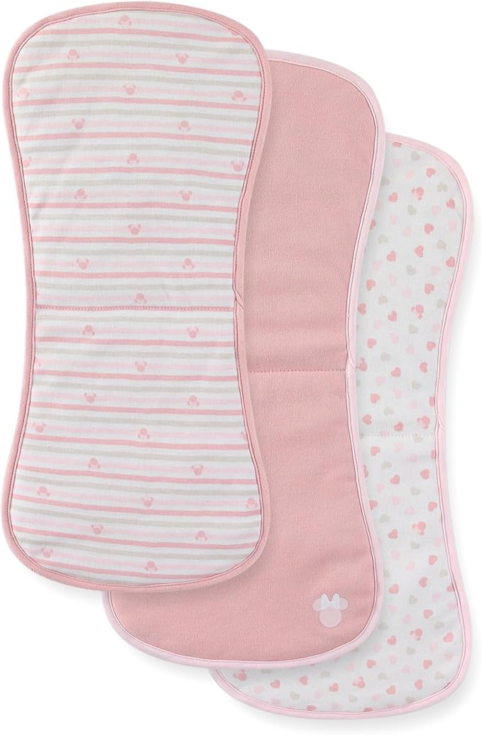 Disney Baby Burp Cloths 3-Pack – Mickey Mouse and Minnie Mouse Soft Absorbent 20" x 10" Leakproof Burping Rags for Baby Boys Girls & Unisex Newborns & Infants