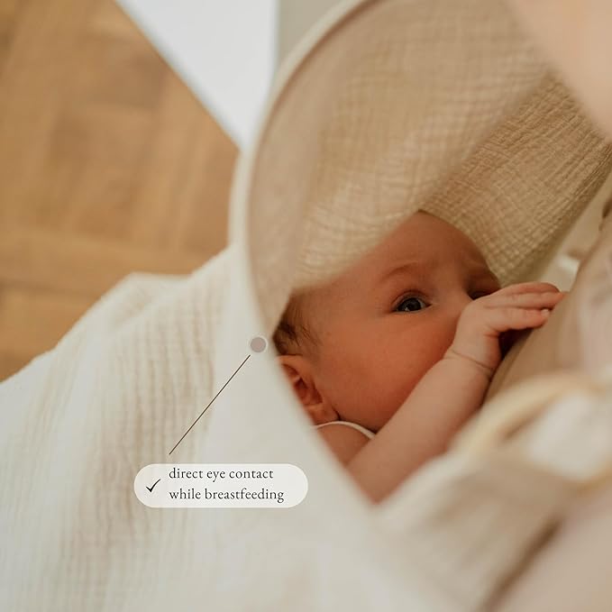 Breathable Muslin Nursing Cover for Baby Breastfeeding by Bond (Light Beige) - Pumping Breastfeeding Cover Up for Mom I Also Works Ideal as Stroller Cover and Privacy Nursing Blanket