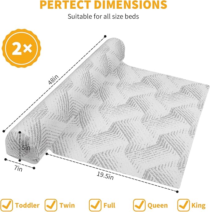 USHMA Travel Bed Rails for Toddlers | Inflatable Bed Rails with Safety Flaps | Portable Blow Up Bed Rail for Full, Queen, King Size Beds, Lightweight & Washable Cover, [2-Pack]
