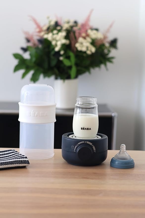BEABA Fast Baby Bottle Warmer, Baby Food Warmer, Warm Infant Formula and Breastmilk in Just 2 Mins, Fits All Baby Bottle Sizes, Baby Essentials, Midnight