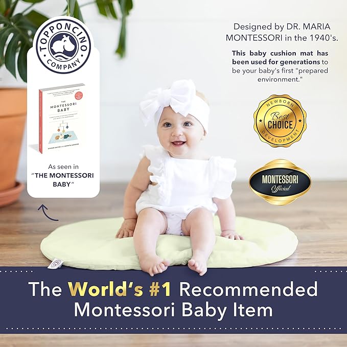 Montessori Baby Topponcino | Multifunctional Authentic Montessori Design | Simple Newborn Holding & Feeding Baby Support Pillow | Clean Infant Tummy Time Mat (Original, Sage Green)