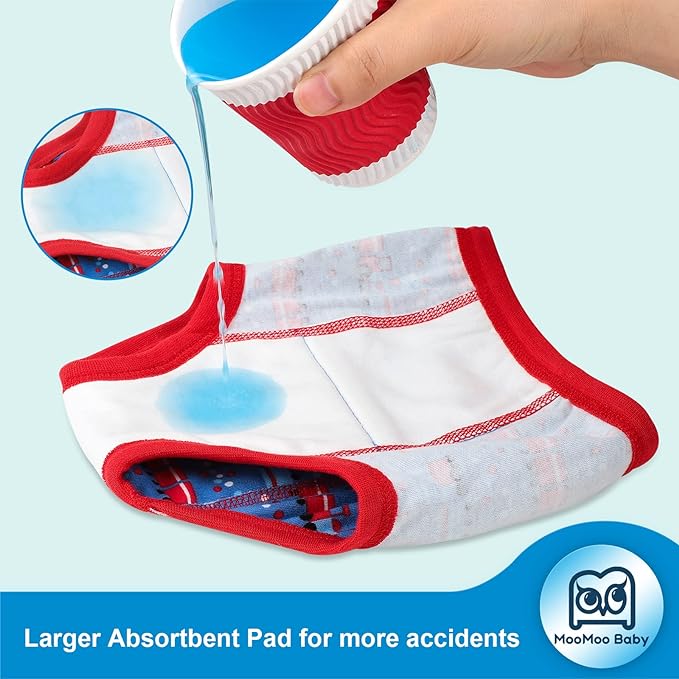 MooMoo Baby Training Underwear for Boys and Girls Absorbent Toddler Training Pants for Girs 2T-7T