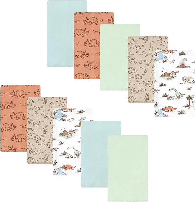 Luvable Friends Hudson Baby Flannel Burp Cloths 10pk, Dino Exploration