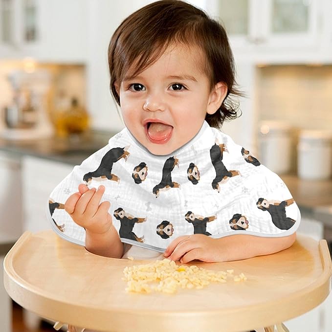 vvfelixl Muslin Burp Cloths Bernedoodle Dog Baby Washcloths for Baby Girl Boys 2 Pack